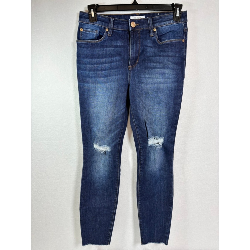 Sts Blue Ellie High Rise Skinny Jeans Dark Wash Distressed Raw Hem 29 EP1610JG9